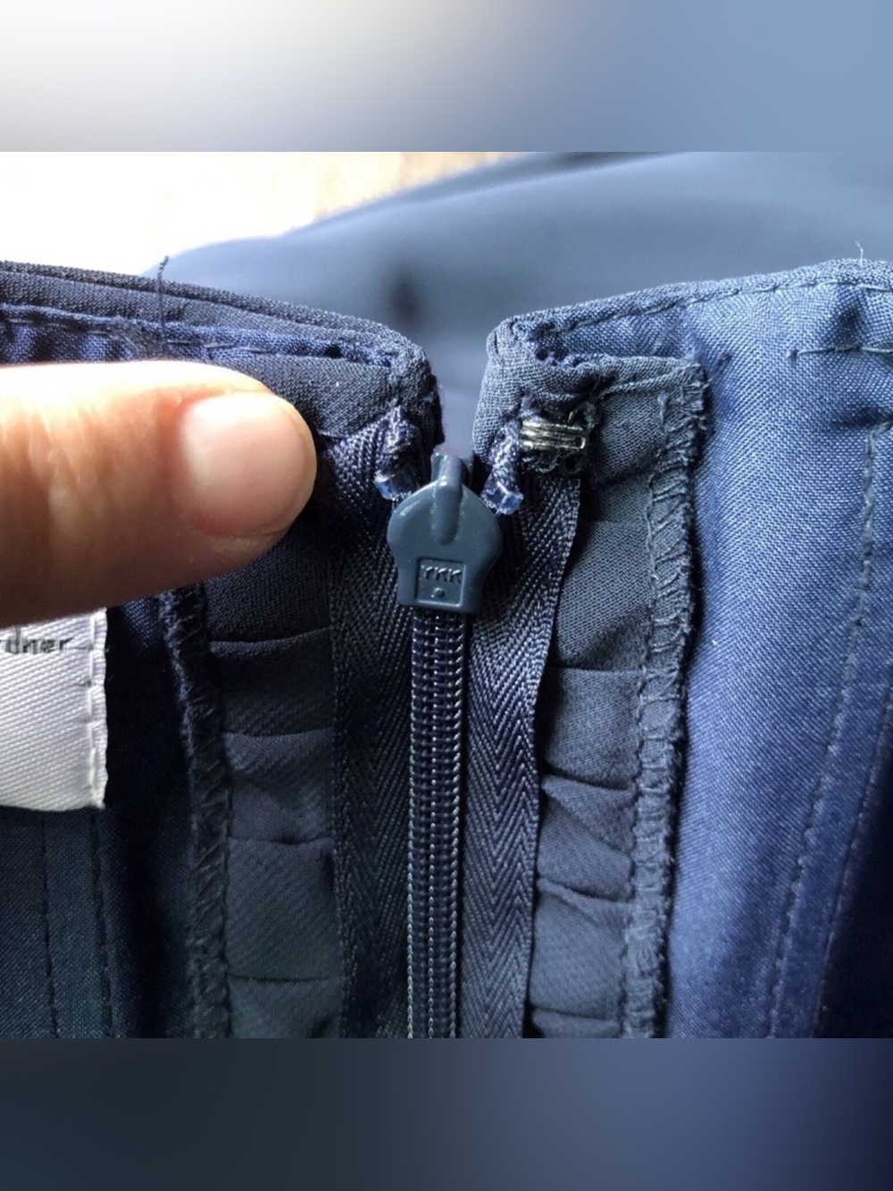Mori Lee Strapless Slate Blue Cocktail Dress - Picture 9 of 10